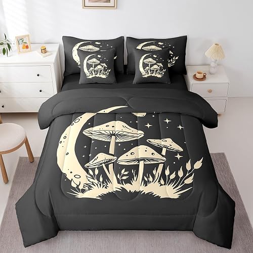 Erosebridal 7 Piece Bed in a Bag Queen Size Comforter Set for Kids Mushroom Bedd