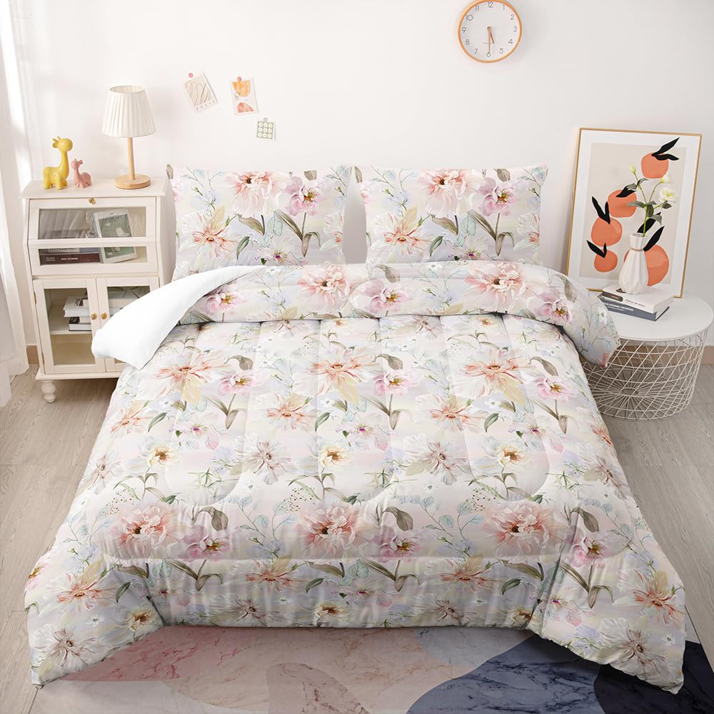 Edredon Rosa, Gris Y Amarillo Colcha Microfibra Colcha Cama Transpirable Funda Nordica 4 Temporadas Edredón Lavable Edredon Nordico Duradero Relleno Nordico Cama+2 Fundas de Almohada(50x75) 228x228cm