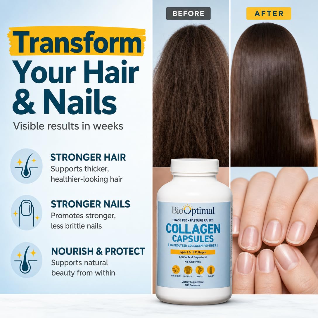 BioOptimal Grass-Fed Hydrolyzed Collagen Capsules for Skin, Hair & Joints — Amazon image 3