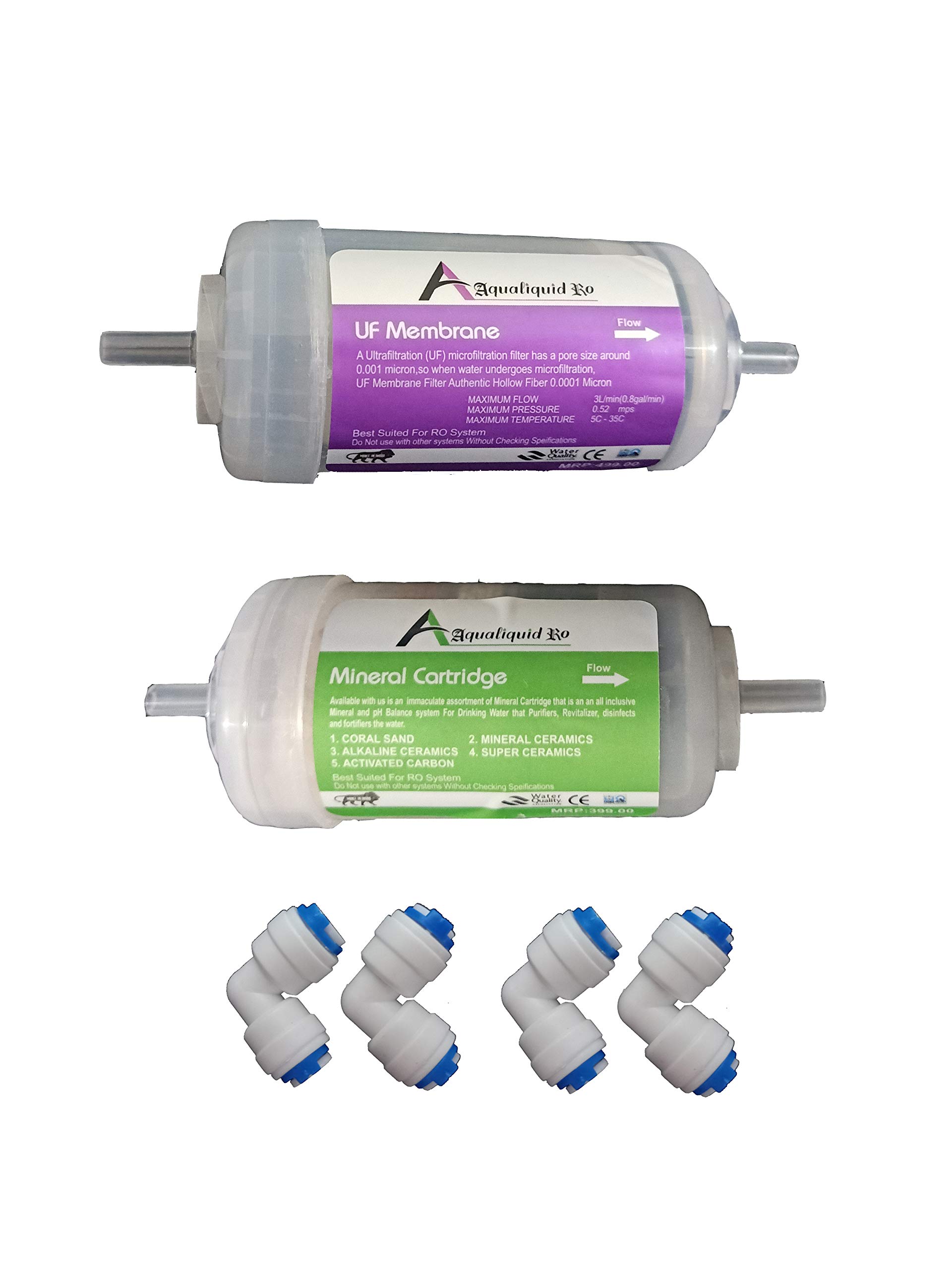 4-Inch UF Membrane and Mineral Cartridge Bundle – Complete with 4 Push Fit Connectors for All RO Systems (Pack of 2 = 1 UF + 1 Mineral)-image-4