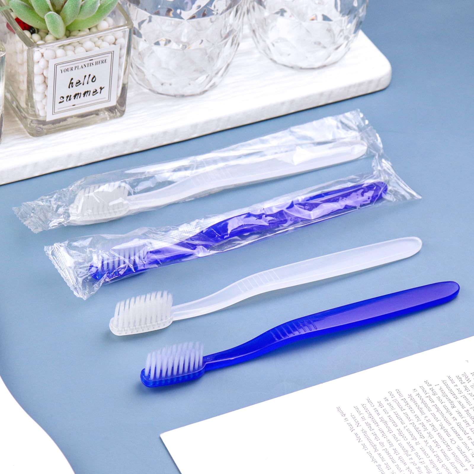 50 spazzolini da denti usa e getta preincollati, confezionati singolarmente, con setole morbide, set di spazzolini da denti da viaggio per senzatetto, regalo per hotel, campeggio, viaggi