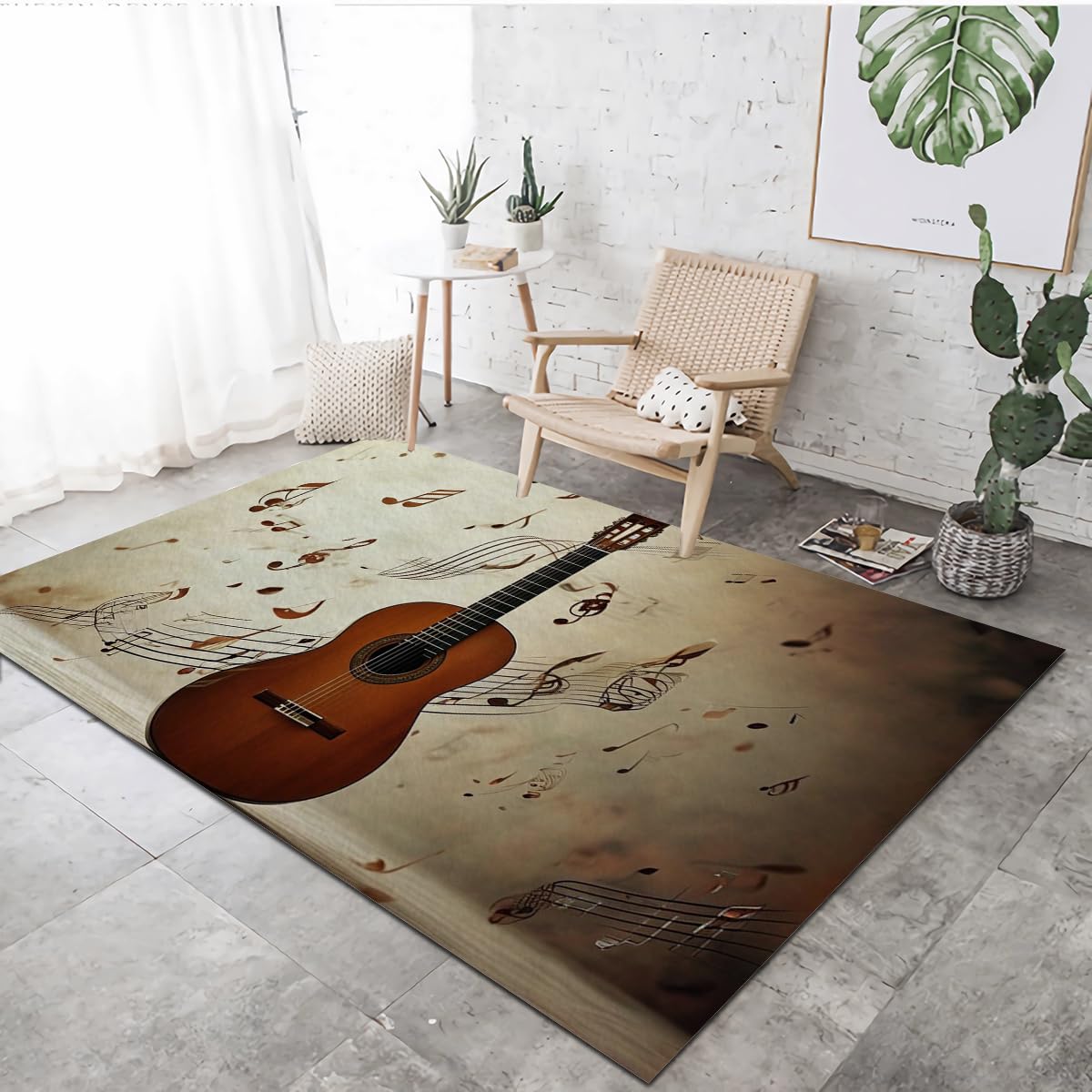 Tapis de guitare VULORA 80x150cm au style vintage musical pour la décoration du salon