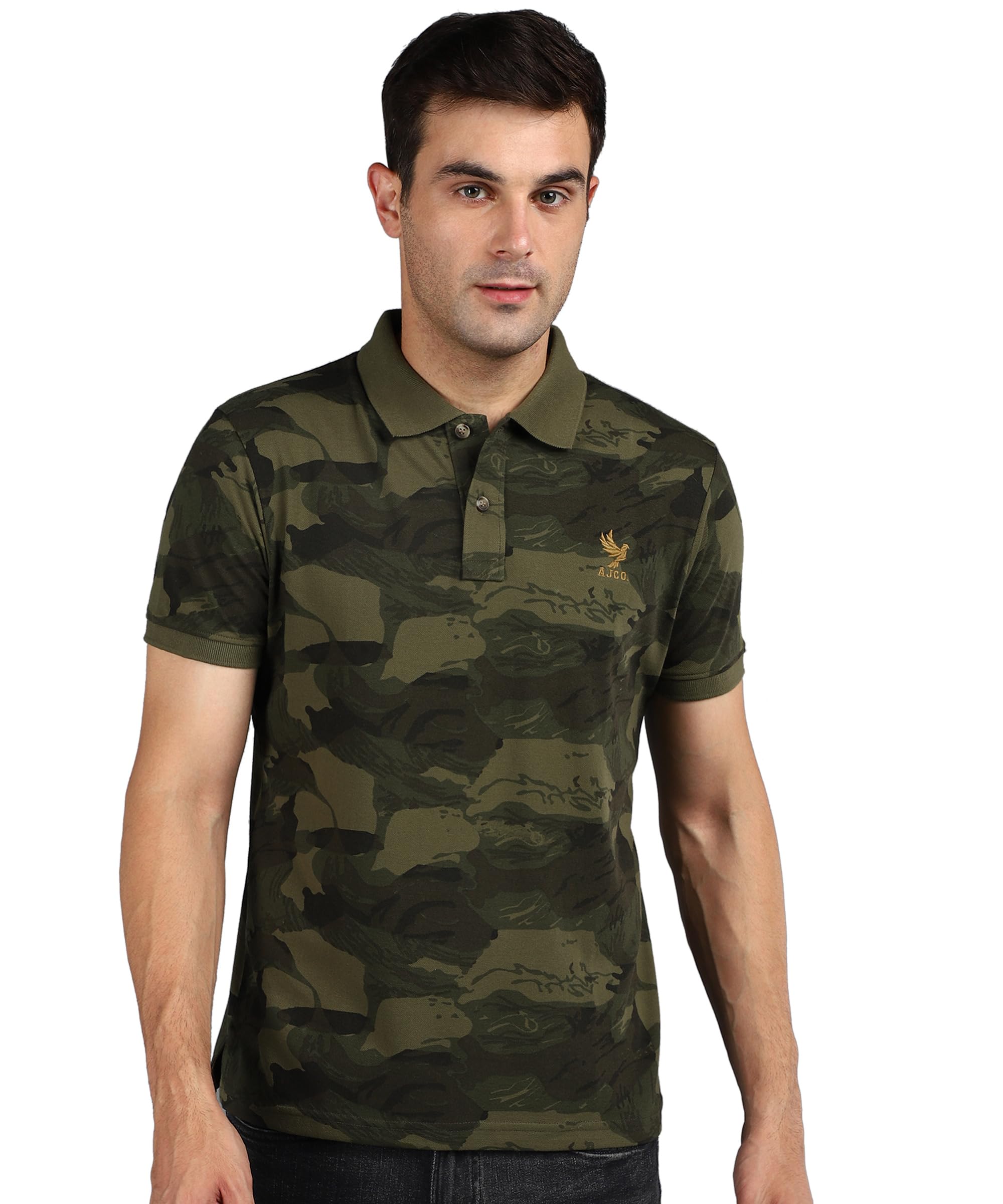 alan jones clothing Men's Cotton Slim Fit Printed Collar Neck Polo T-Shirt-picture-36