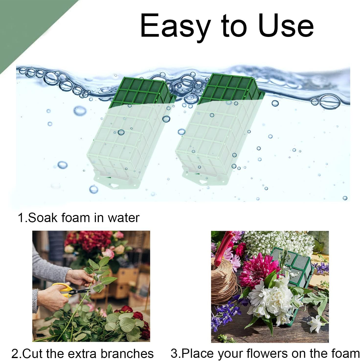 MEETOZ 2 gabbie in schiuma per fiori, rettangolari, in schiuma per fiori umidi e asciutti, per fiori freschi e artificiali, per composizioni floreali per matrimoni, decorazione per la casa