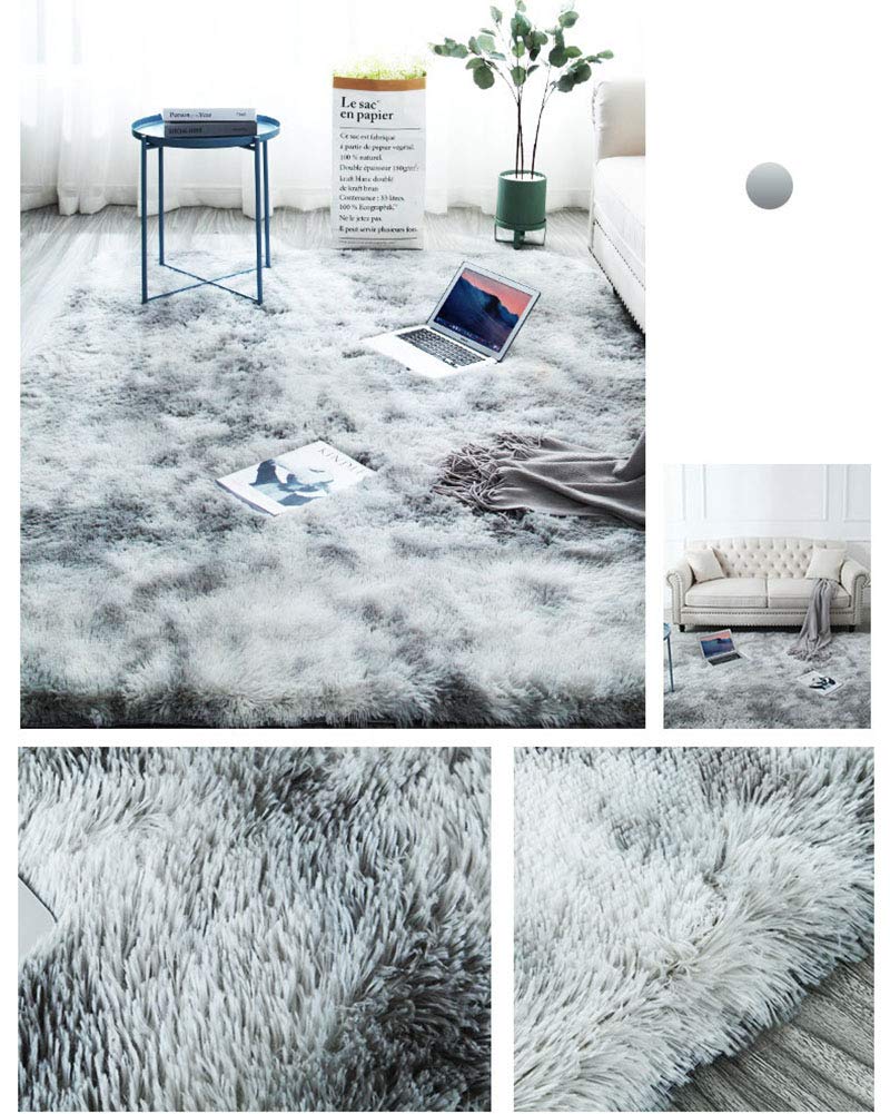 Miękki w dotyku dywanik tie-dye dywany antypoślizgowy dywan kudłaty dywany puszyste sztuczne futro dywan podłogowy dywan do salonu sypialni, szary 2, 120 x 200 cm