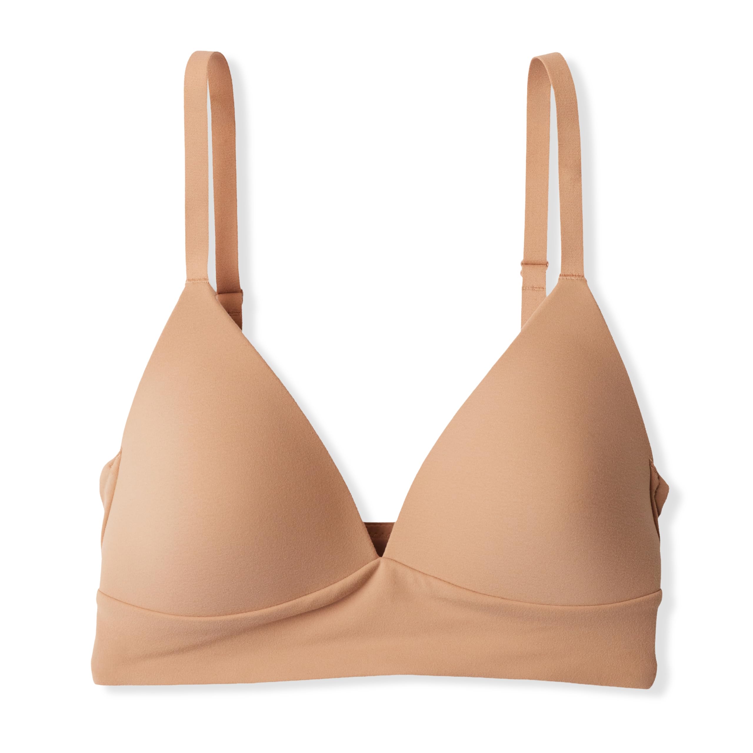 Amazon Essentials Women's Peached Microfibre Lined V-Neck Bralette, Pack of 2, Black/Washed Bronze, XXS