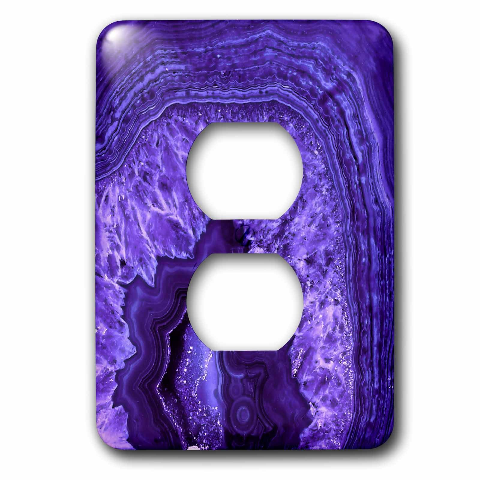 3dRose lsp_275051_6 Image of Purple Ultra Violet Marble Agate Gem Malachite Quartz Plug Outlet Cover