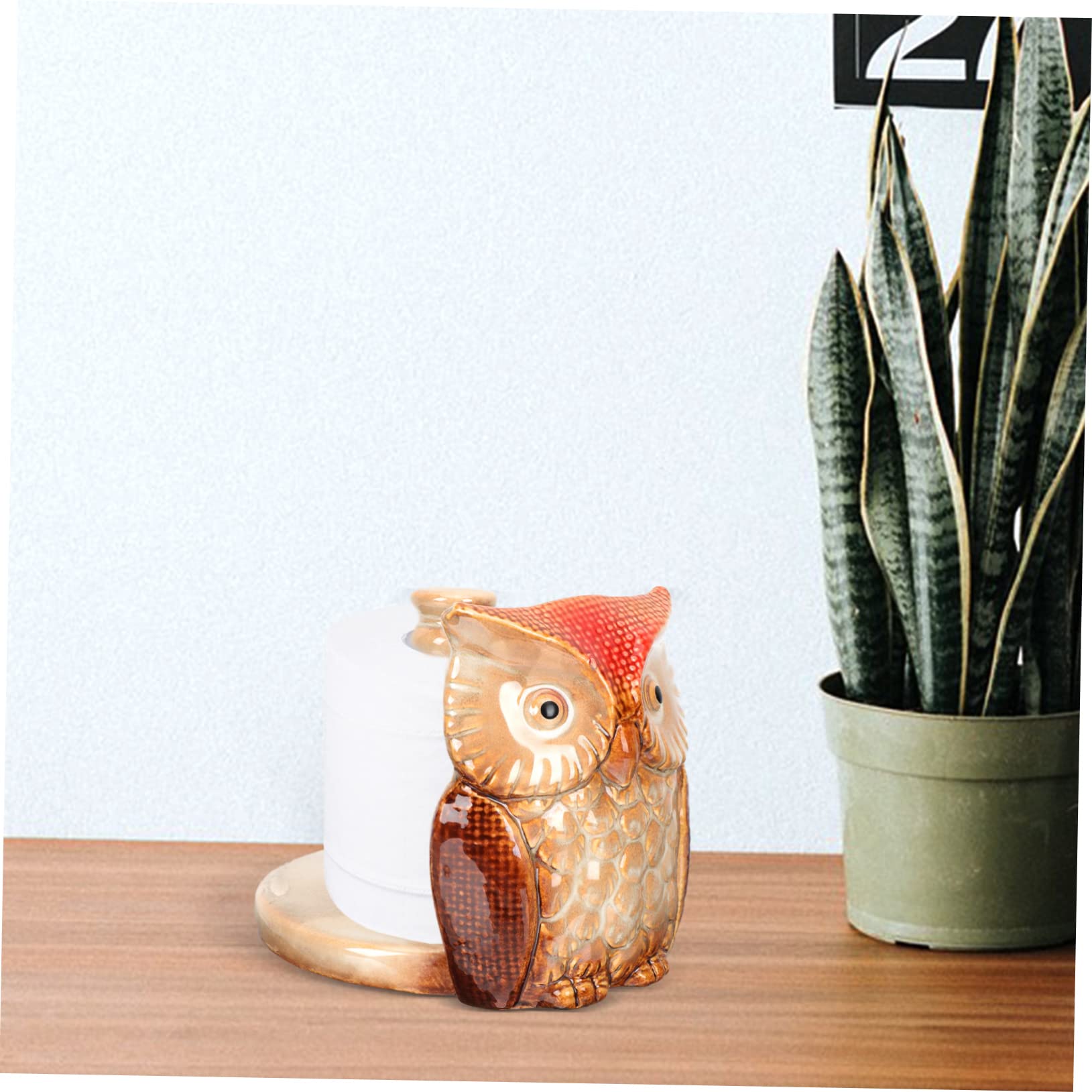 Housoutil Portarotolo Di Carta a Forma Di Civetta in Ceramica Per Scrivania e Cucina