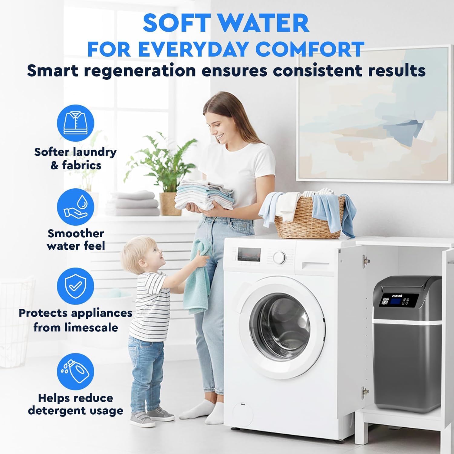 Ecosoft CUBE 100 kompaktowy kabinowy zmiękczacz wody do mieszkań z zaworem Smart