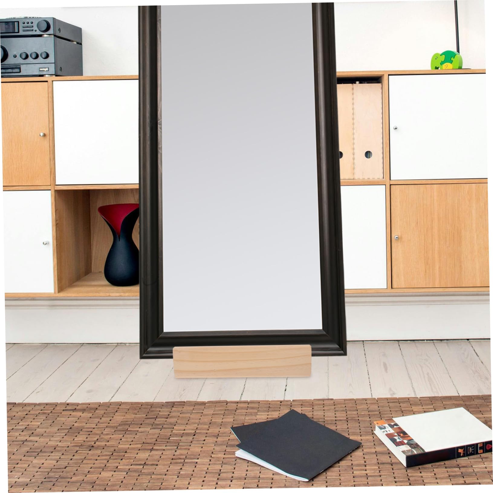 TOYANDONA Base para Espejo Madera Maciza Soporte Estable Antideslizante para Espejo Cuerpo Entero Diseño Elegante para Uso Hogar Oficina y Restaurante Base de Piso Resistente y Sofisticada