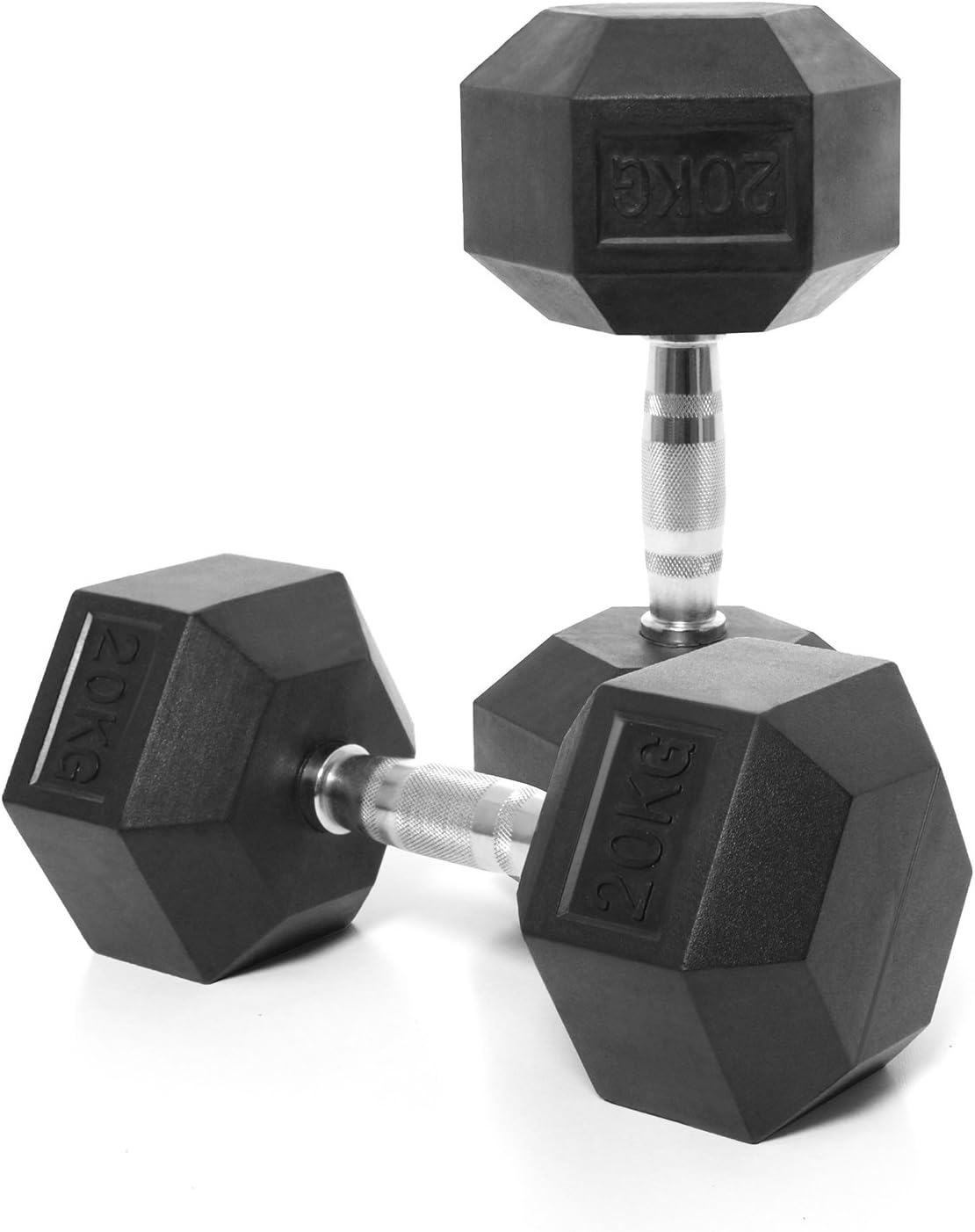 Miracle Fitness Rubber Hex Dumbbells – Solid Cast Iron Core Rubber Coated Head Dumbbell Weights for Exercises at Home and Commercial Gym – 20 Kg – Sold in Pair (2 Pcs)