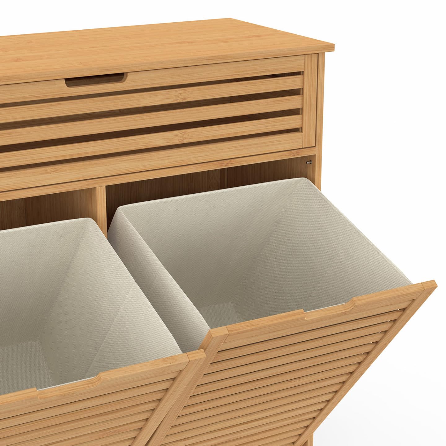 IDMarket BEA - Mueble de almacenamiento para cuarto de baño, 2 cestas de lavandería extraíbles, 1 cajón, tejido crudo
