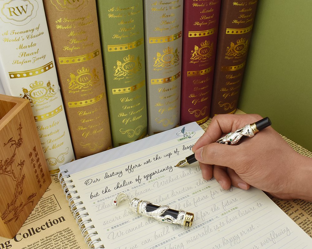 Jinhao Tintenroller Schlangenmuster Mit Kristall-Augen – Grau, Inkl. Stiftetui, Für Elegantes Schreibgefühl