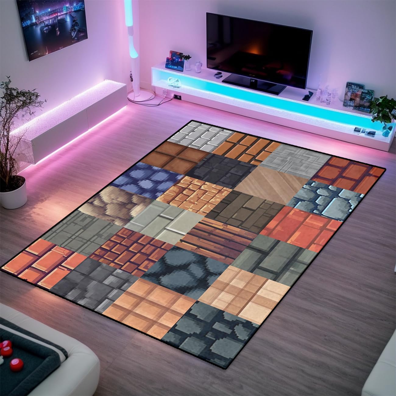 Game Room Rug - Video Game Decor for Boys Bedroom 2'5''x4' Block Theme Carpet Gaming Floor Mat Rugs for Boys Room Decor for Bedroom Living Playroom