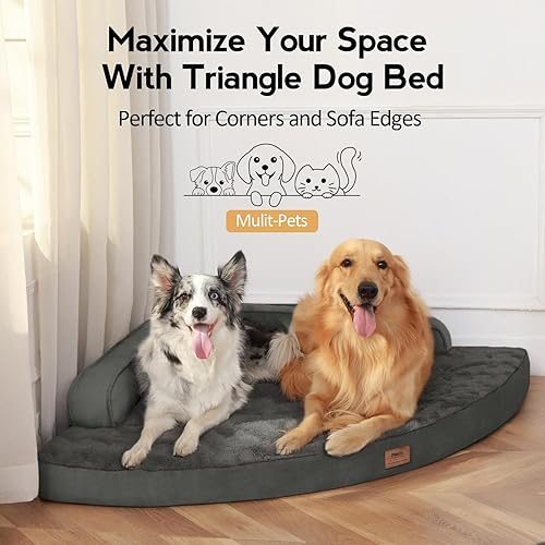 Miniatura 4 de Cama grande para perros  Cama ortopédica XL de espuma viscoelástica para perros con funda extraíble lavable, camas impermeables para mascotas con