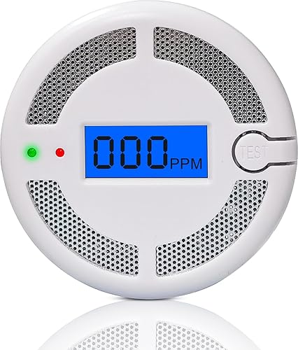 Detector de monóxido de carbono con pantalla digital LED, alarmas portátiles de monóxido de carbono para el hogar, alarma de CO con UL2034, baterías