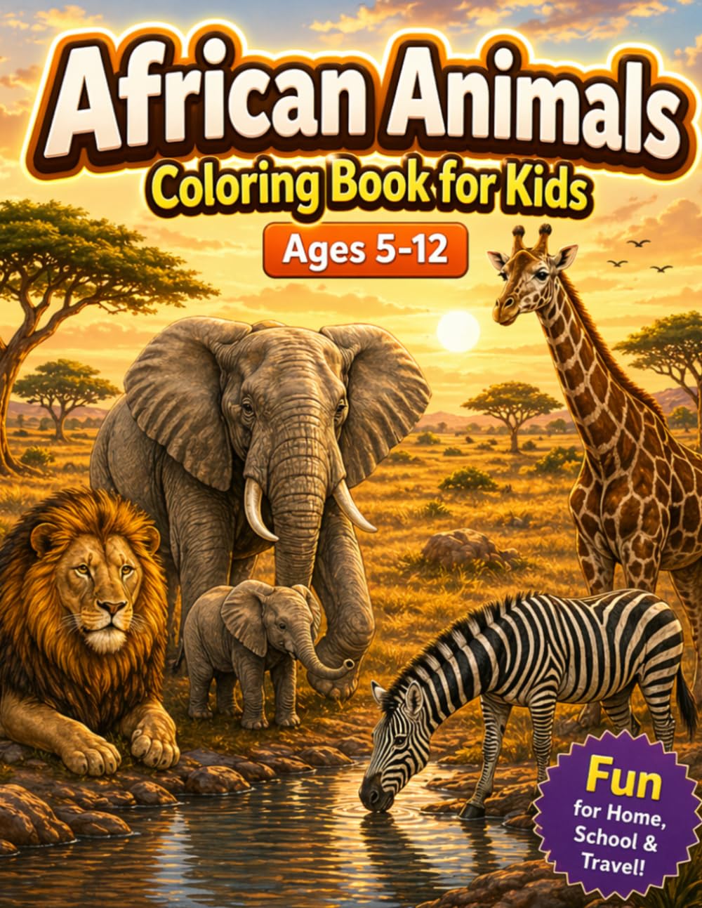 African Animals Coloring Book for Kids: Ages 5-12 (Young Explorers)
