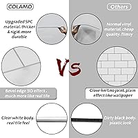 Vista 7 de COLAMO Protector contra salpicaduras de lujo de 10 hojas que se despega y pega, azulejo de metro blanco de piedra sintética autoadhesiva de 12"x12