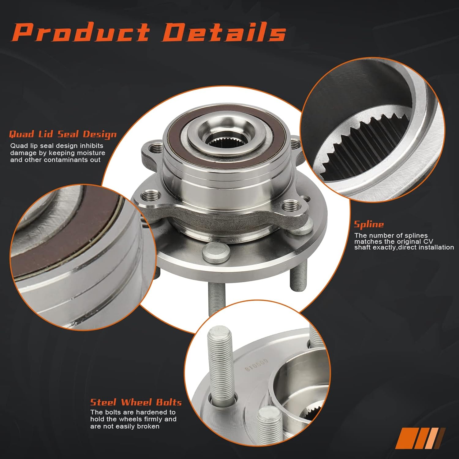 DRIVESTAR 512460 Wheel Hub & Bearing Assembly Front/Rear Left/Right for Ford Explorer 2011-2018, 2013-2018 Ford Police Interceptor Utility(5 Lugs)