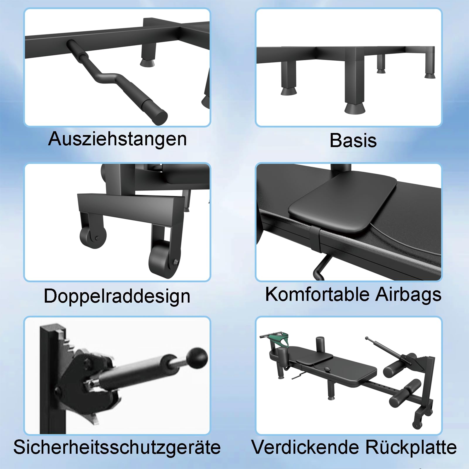 Rücken-Stretch-Bank, Rückenstreck-Traktions-Inversionstisch mit 150 kg Belastbarkeit, 150cm-190cm Mobile Rückenstreck Dekompressionsbank for Home Fitness