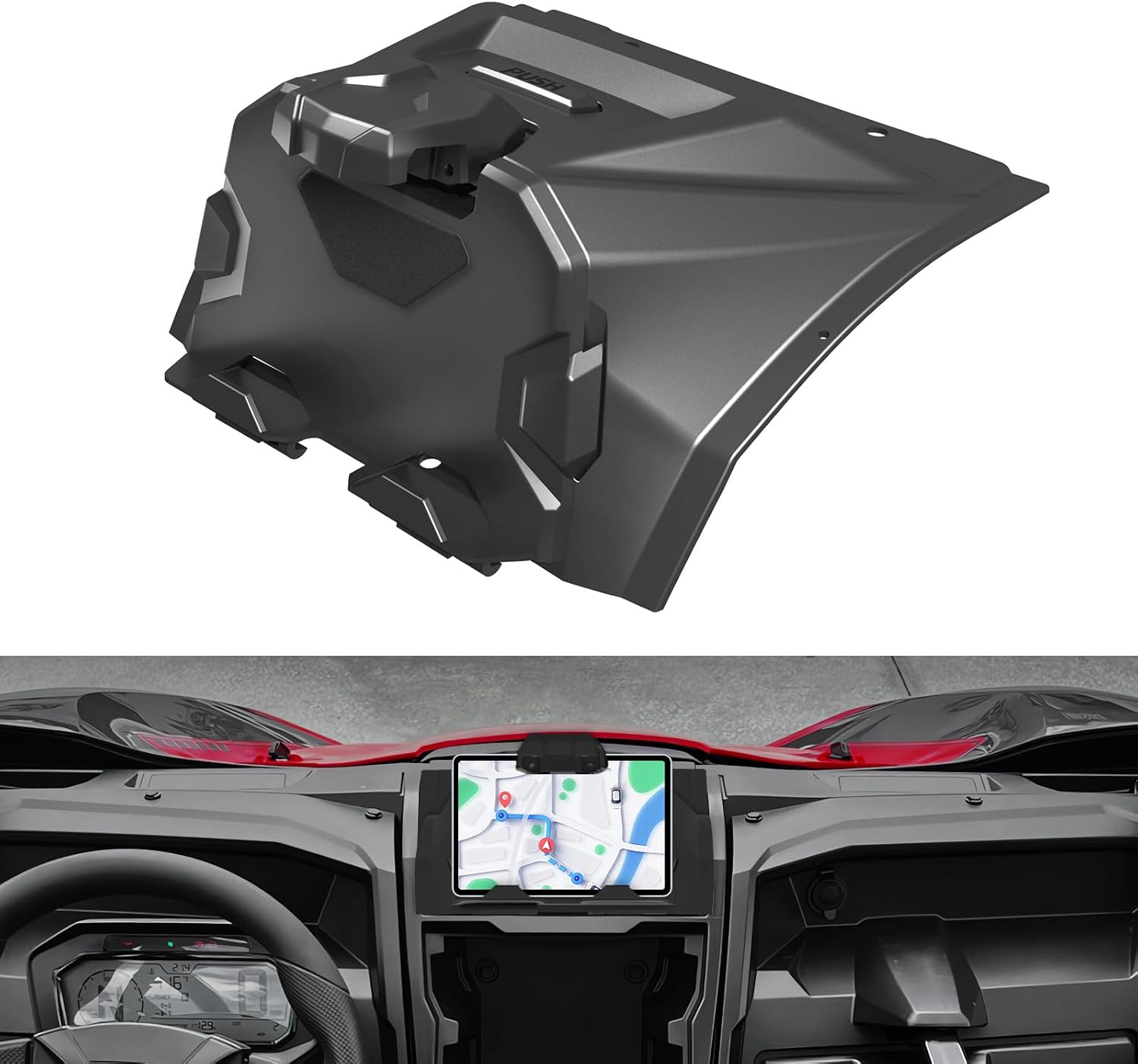 Electronic Device Tablet Phone Holder Compatible with 2020-2025 Kawasaki Teryx KRX 1000 Accessories, Adjustable Device Mount with Storage Box Organizer Tray, ABS Plastic