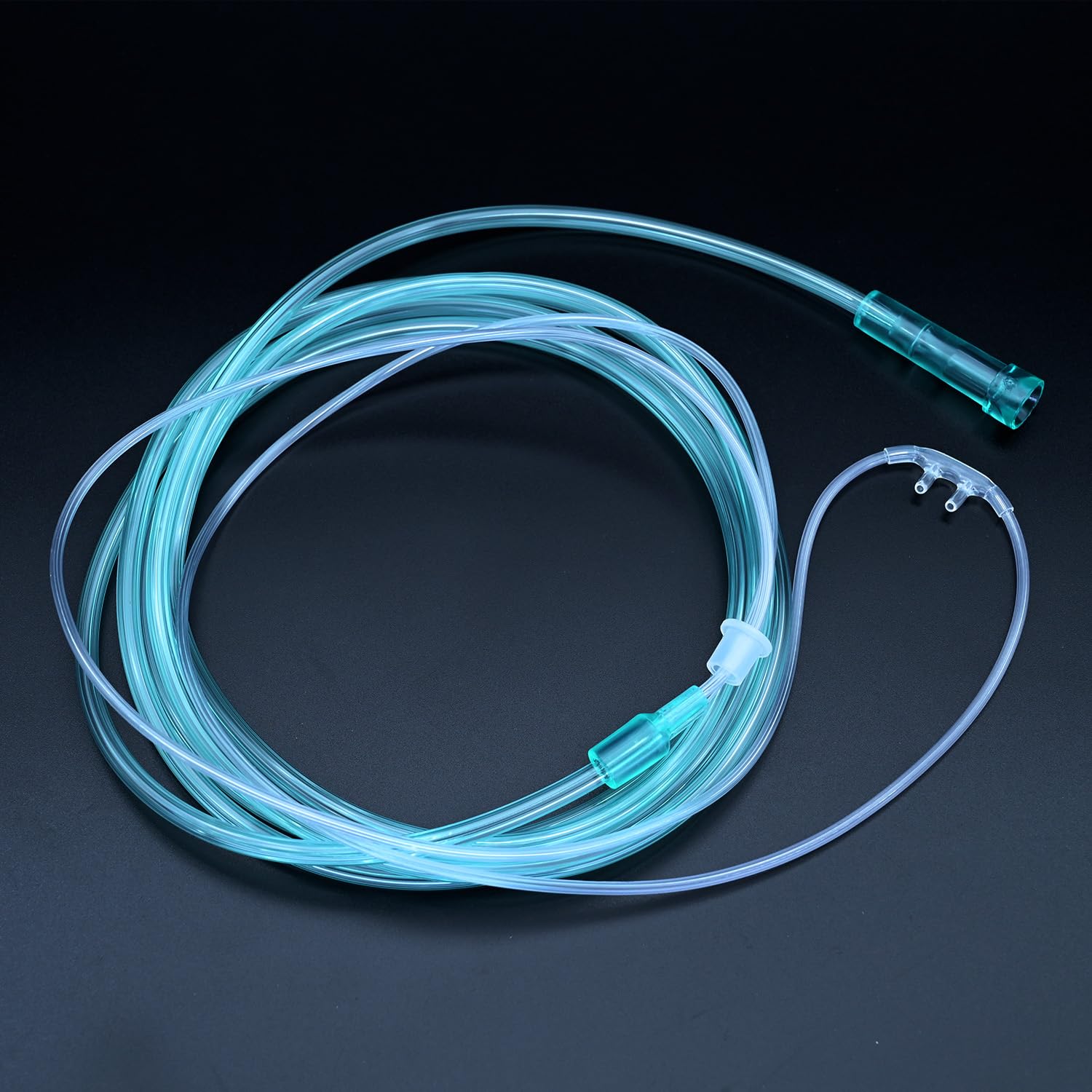 TICOMI Soft Nasal Oxygen Cannula, 8.2 Feet Green Crush Resistant Tubing, Standard Connection (Pack of 12) (Adult)
