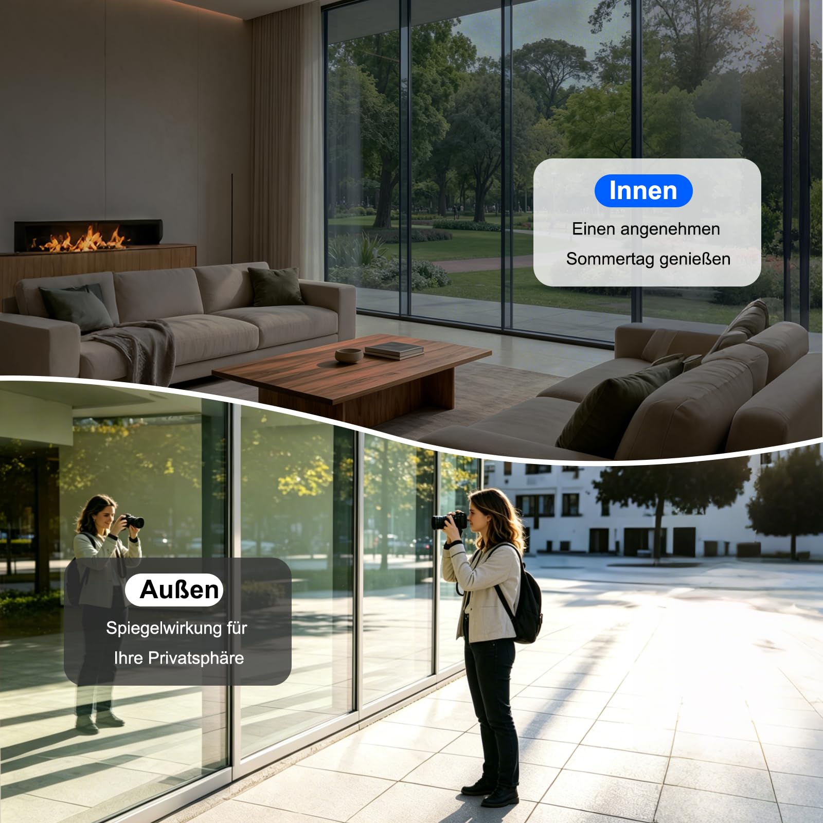 Ohmywor Film de protection solaire autocollant,Protection contre la chaleur,Film miroir,Pour l'intérieur,Transparent,Pour l'extérieur,Opaque,Anti-UV,Pour le bureau et la maison,Argent,60x500 cm