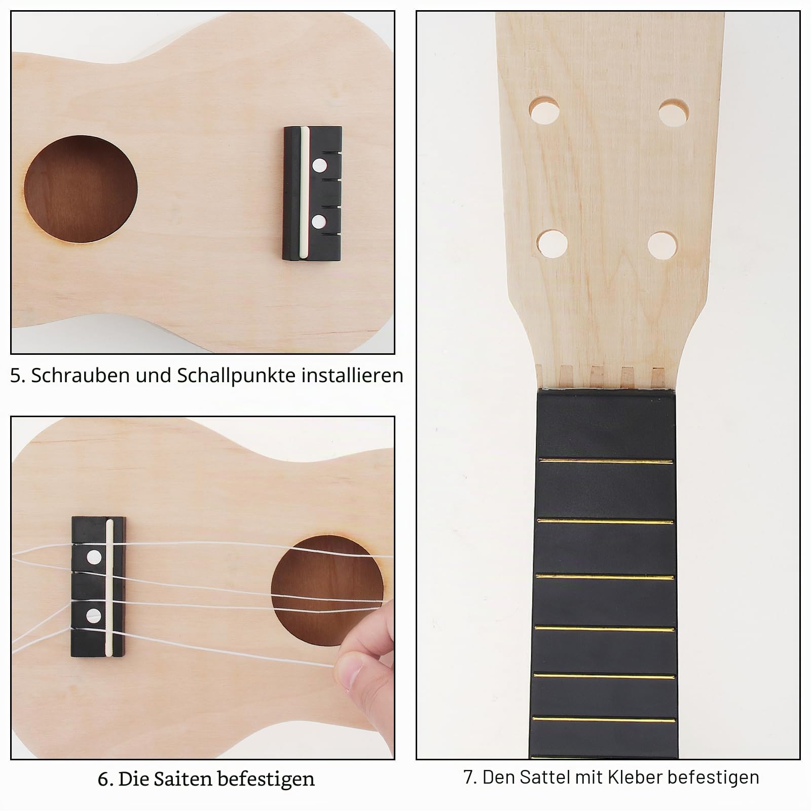 DIY Ukulele Kit - Machen Sie Ihre Eigene Sopran Hawaii Gitarre - Handarbeit Set Mit Installationswerkzeugen für Kinder