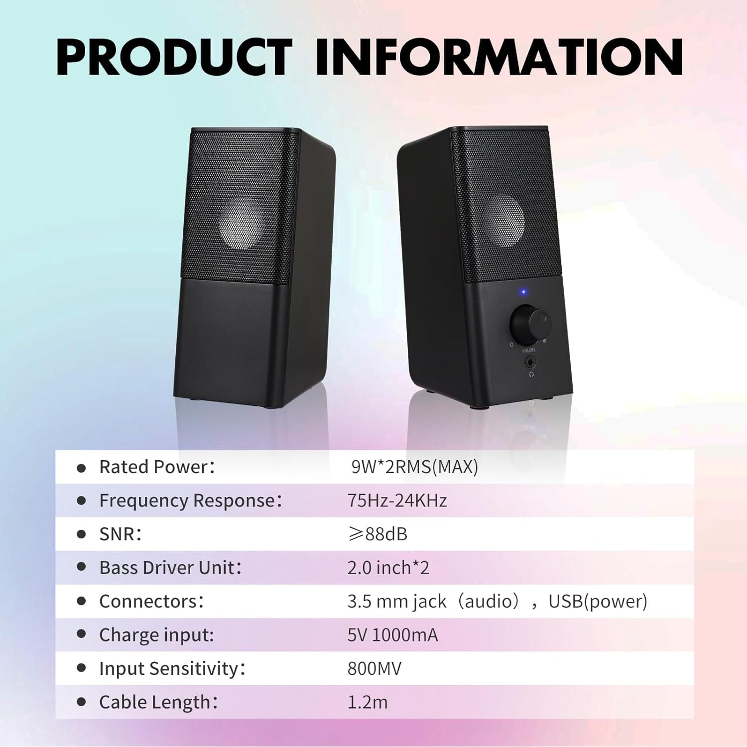 H21 - Altoparlanti classici per computer desktop, suono stereo completo, alimentazione USB, altoparlante da gioco con AUX da 3,5 mm multimediale per laptop/desktop/tablet/telefono