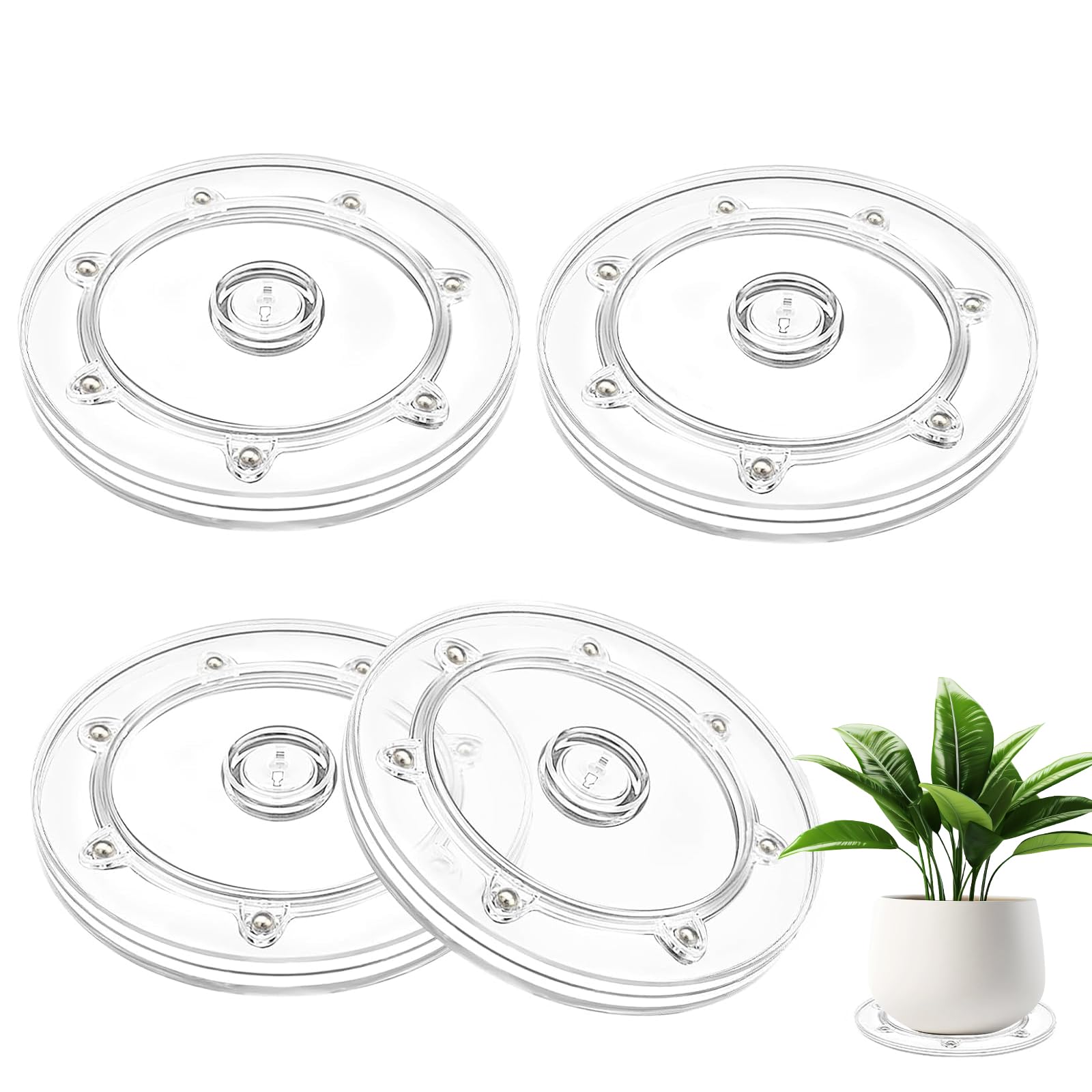 Rotating Display Stand, 4 Pcs Lazy Susan Turntable 6 Inch Universal Transparent Acrylic Turntable Stand with Lazy Susan Bearing for TV Laptops Monitor Crafts Plants