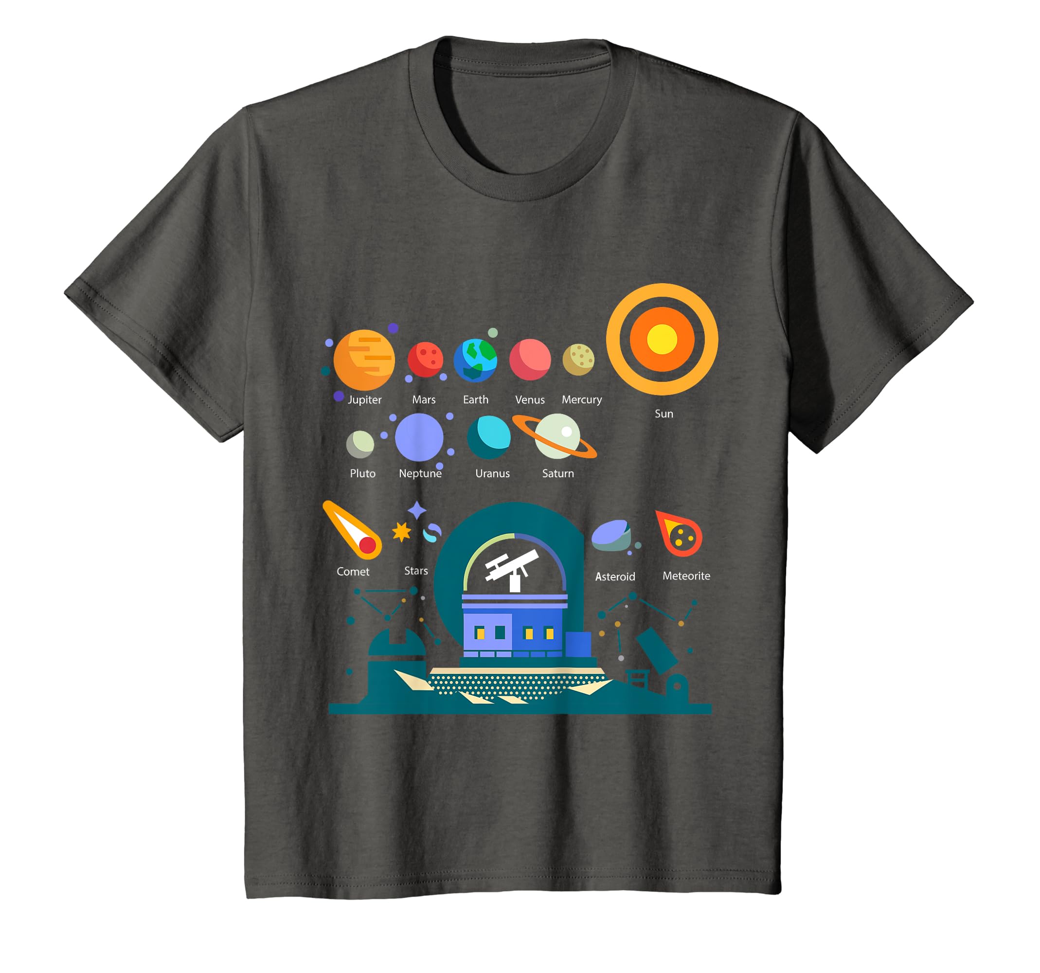 Kids Kids Planets Observatory Solar System Boys Girls T-shirt