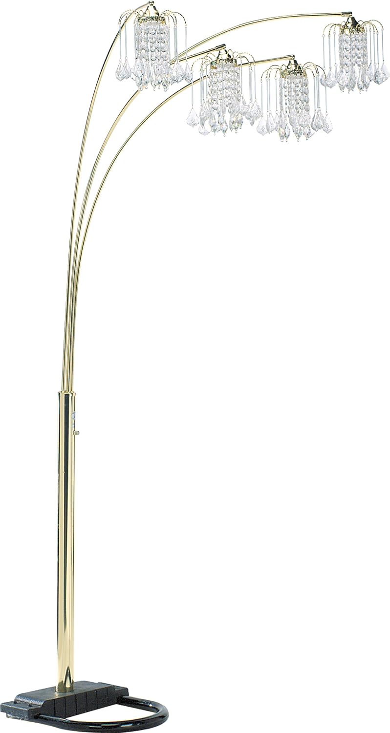 A6966G Silvia Adjustable Arc Floor Lamp with Dimmer Switch, Polished Brass, 90"
