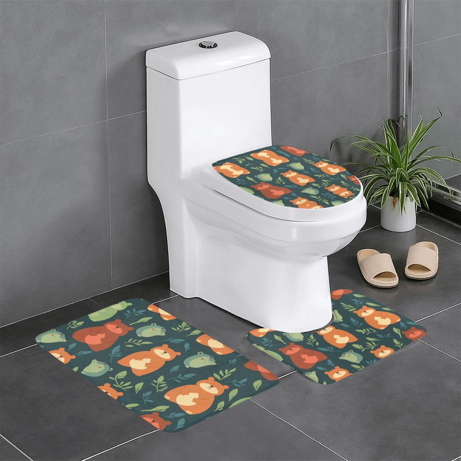 Tapis de salle de bain ours antidérapant anti-glissade lot de 3