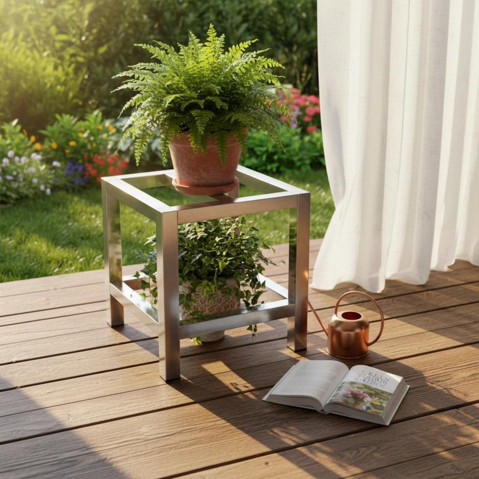 Estante de Acero Inoxidable Soporte Base Elevada Repisa Metálica Antideslizante Resistente al Agua Adecuado para Lavadoras Refrigeradores Plantas Decoración en Sala O Balcón , 45-45-10cm