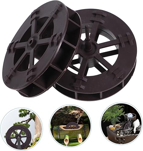 Miniatura 8 de GANAZONO 2 piezas Mini fuente de rueda de agua, accesorios de decoración para peceras, jardines y cuencos de loto, diseño de plástico para atmósfera