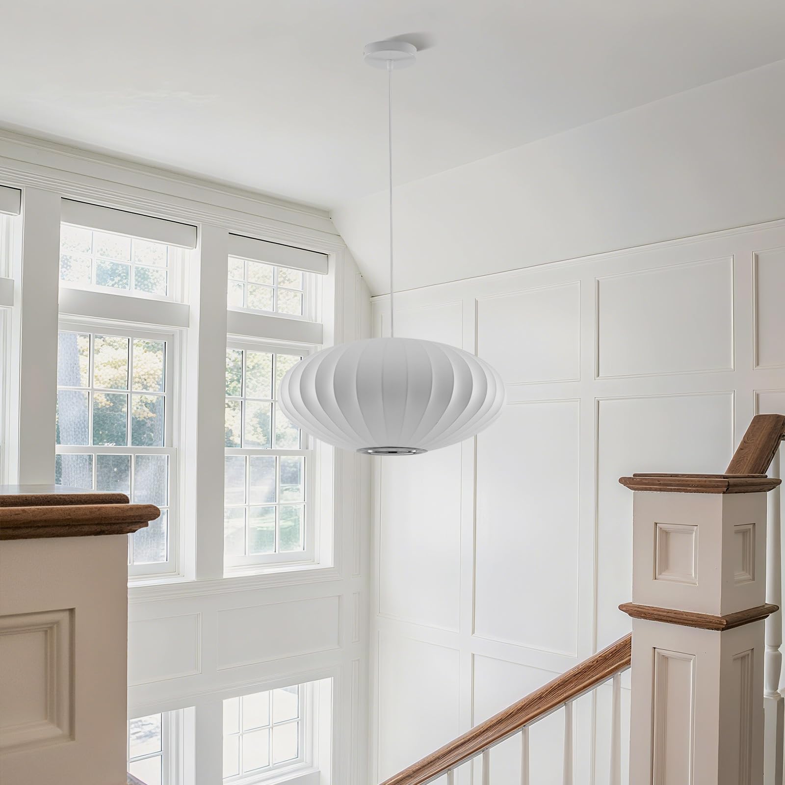 Moderner Stoff Deckenlampe Laterne Lampe Weiß Blase Deckenleuchte Japanischen Stil Hängelampe Lampenschirm Kunstseide Pendelleuchte Geeignet Für Wohnzimmer Esszimmer Schlafzimmer Foyer 40cm