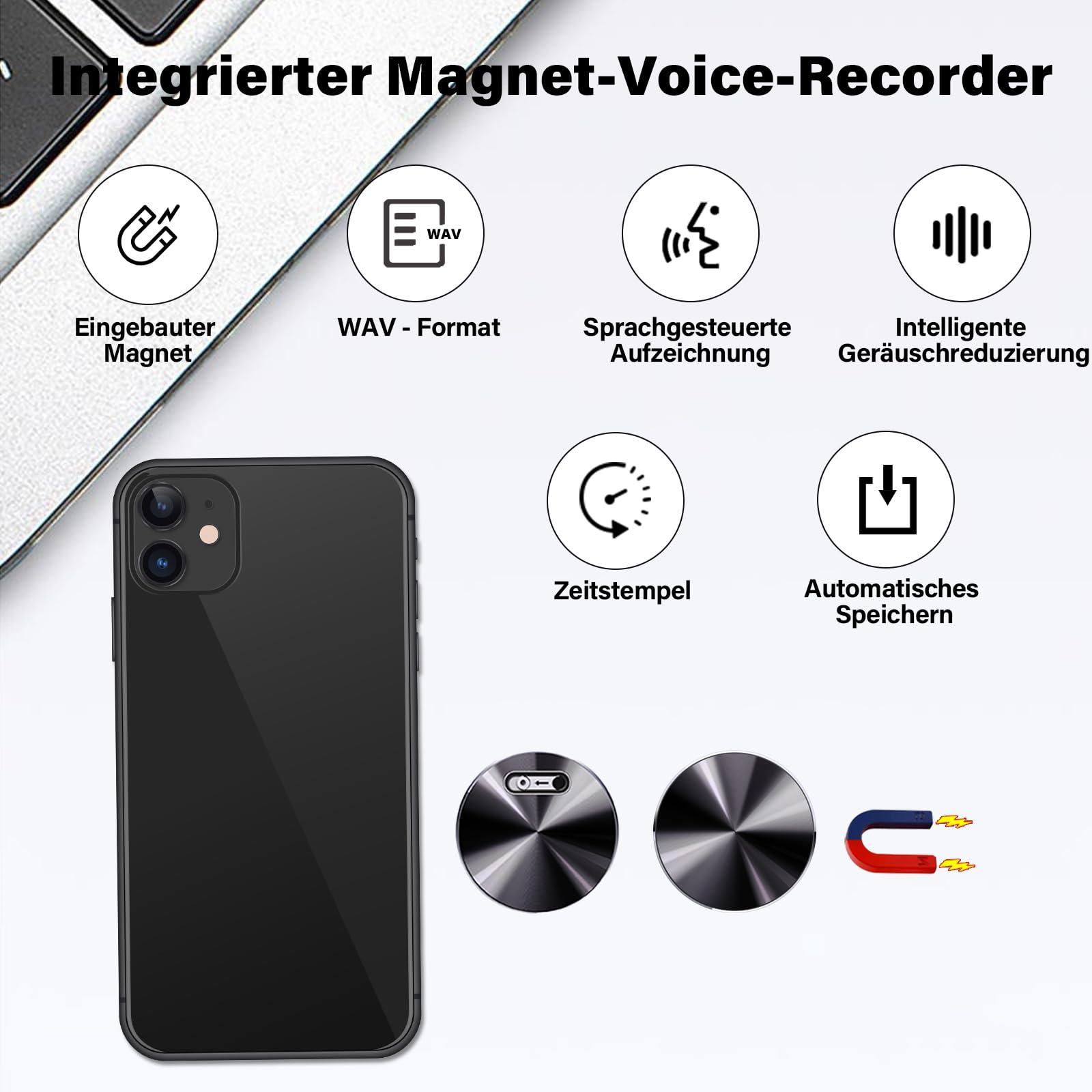 Diktiergerät Mini,Aufnahmegerät Spionage,Spion abhörgerät,Spion digital Voice Recorder