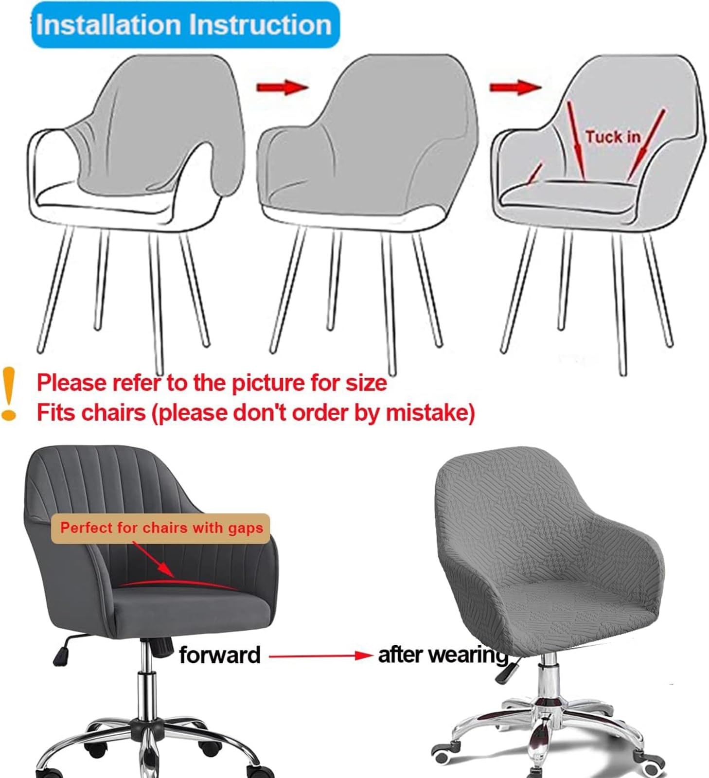 Set di 1/2/4 fodere elastiche per sedia da ufficio con braccioli, schienale curvo, design girevole, perfette per la casa e l'ufficio