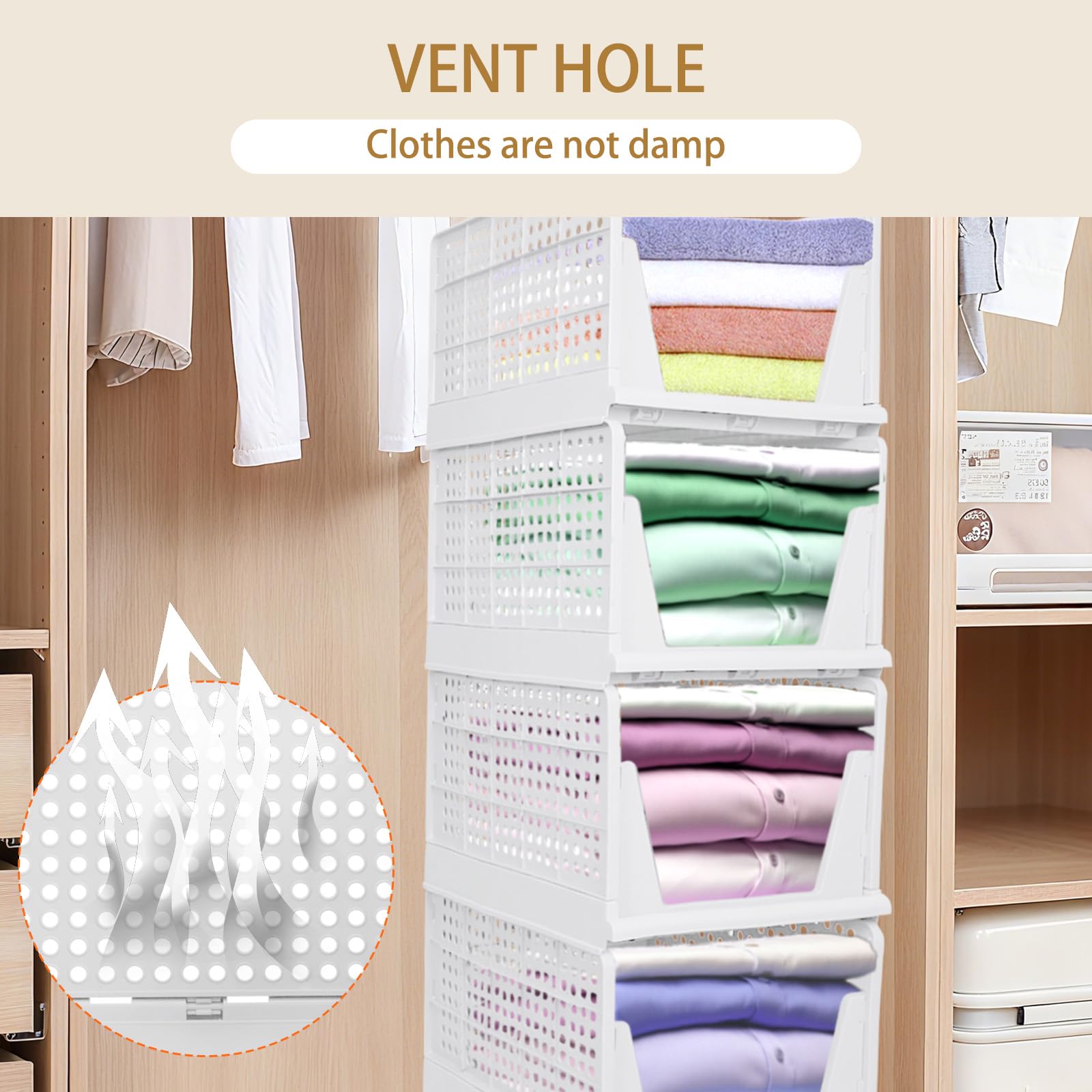 homewell Scatole di stoccaggio per indumenti,Organizzatore di armadi impilabili, pieghevole, impilabile, organizer per cassetti scorrevoli, guardaroba, cameretta, guardaroba