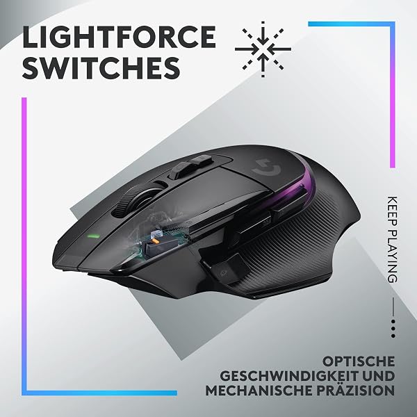 Logitech G502 X PLUS LIGHTSPEED Kabellose RGB-Gaming-Maus - Optische Maus mit LIGHTFORCE Hybridschaltern, LIGHTSYNC RGB, HERO 25K Gaming-Sensor, Kompatibel mit PC - macOS/Windows - Schwarz - 2