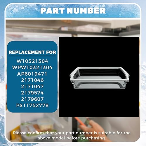 Miniatura 5 de HECASA W10321304 WPW10321304 AP6019471 1 PC Refrigerator Door Shelf Compatible with Whirlpool Refrigerator 2171046 2171047 2179574 PS11752778