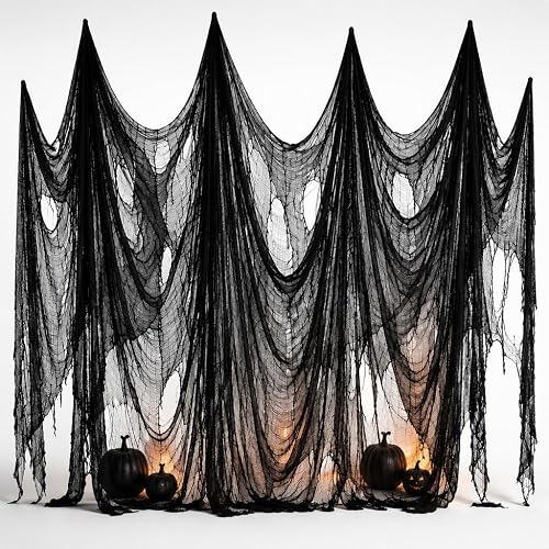 Halloween Creepy Cloth 197" x 85", Black Spooky Gauze for