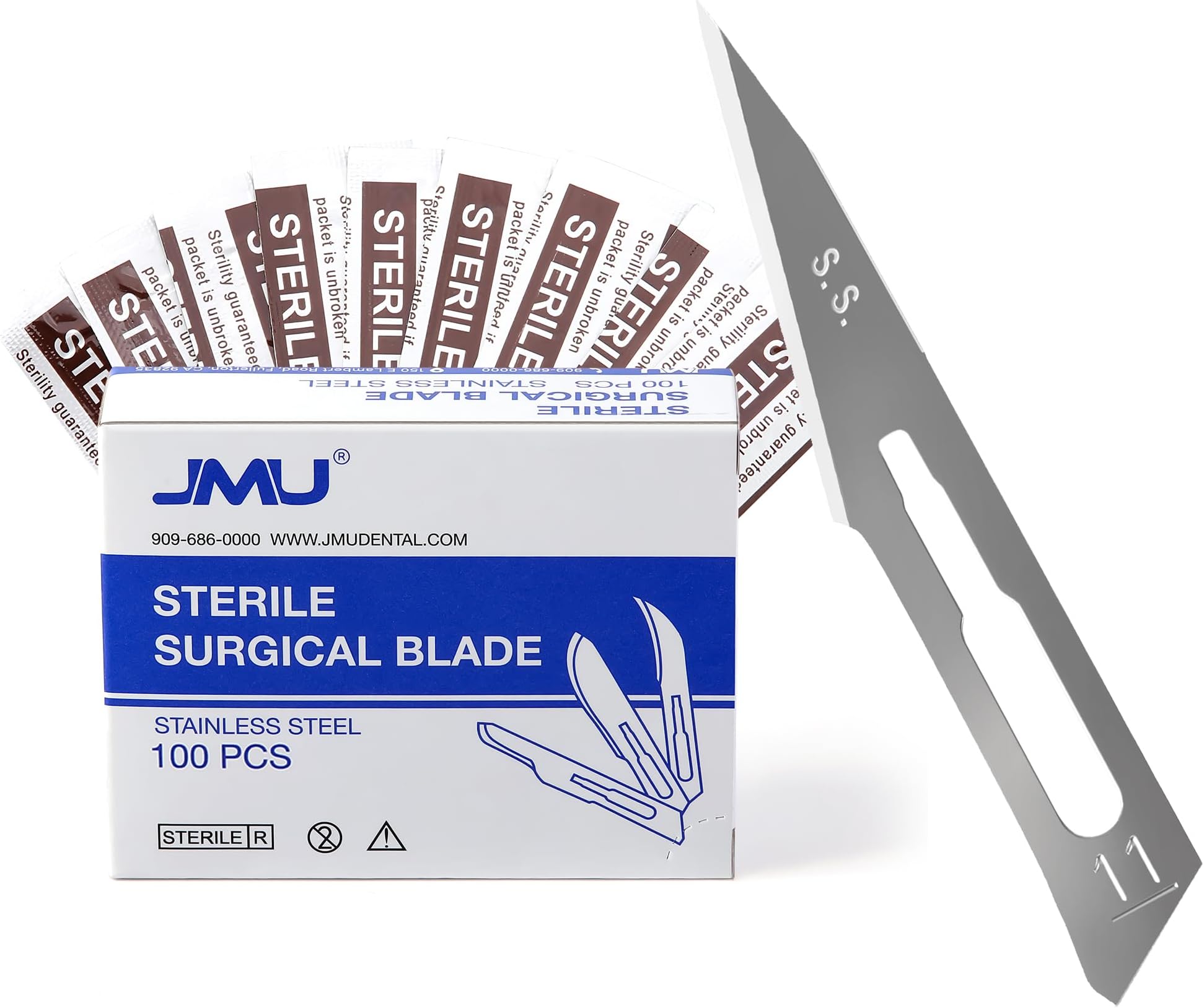 100pcs Scalpel Blades Sterile #11, Disposable Stainless Steel Surgical Blades, Individually Foil Wrapped
