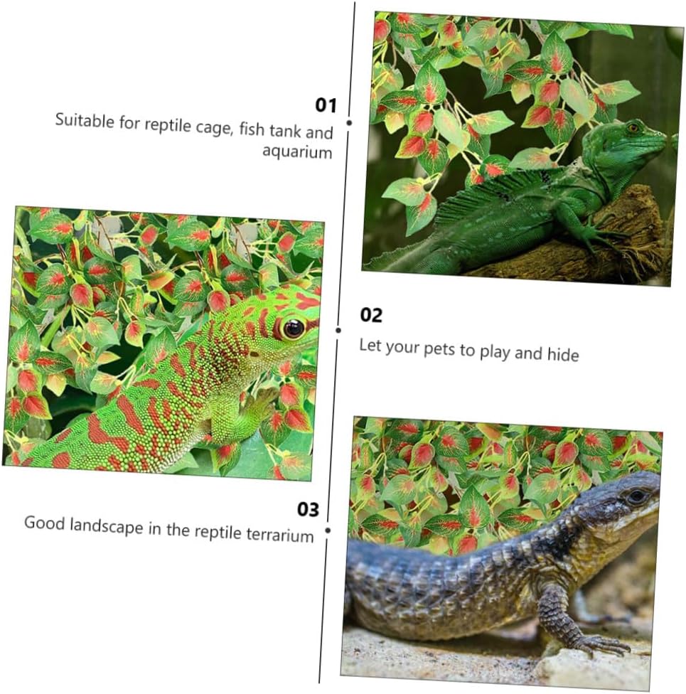 Artificial Leaves Reptile Terrarium Decor for Natural Habitat, Green image 4