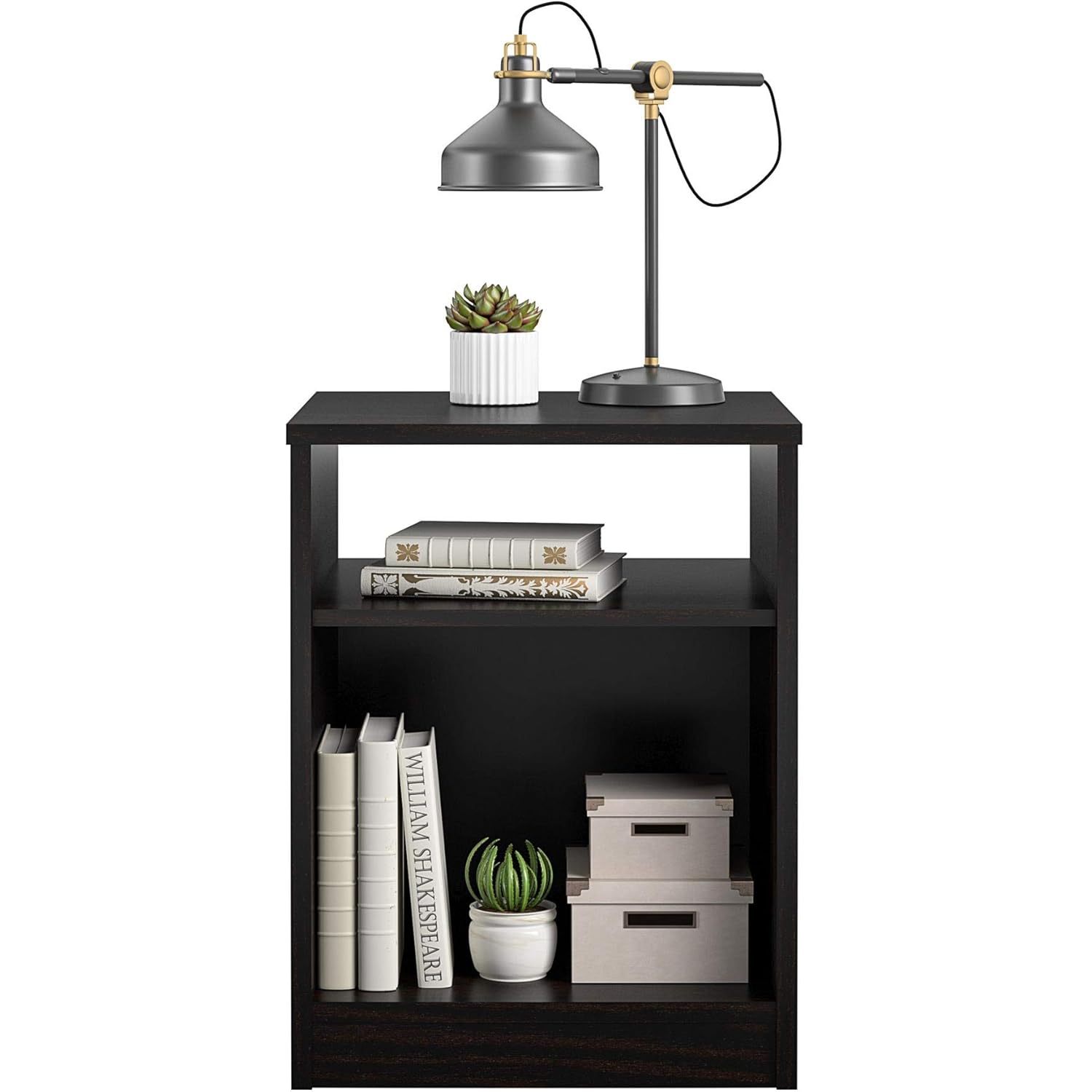 Classic Open Shelf Nightstand, Espresso Kitchen & Dining