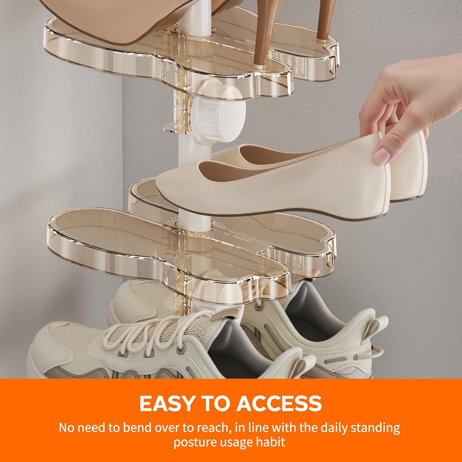 Floor to Ceiling Shoe Organizer, Adjustable Vertical Shoe Rack for Closet image 4