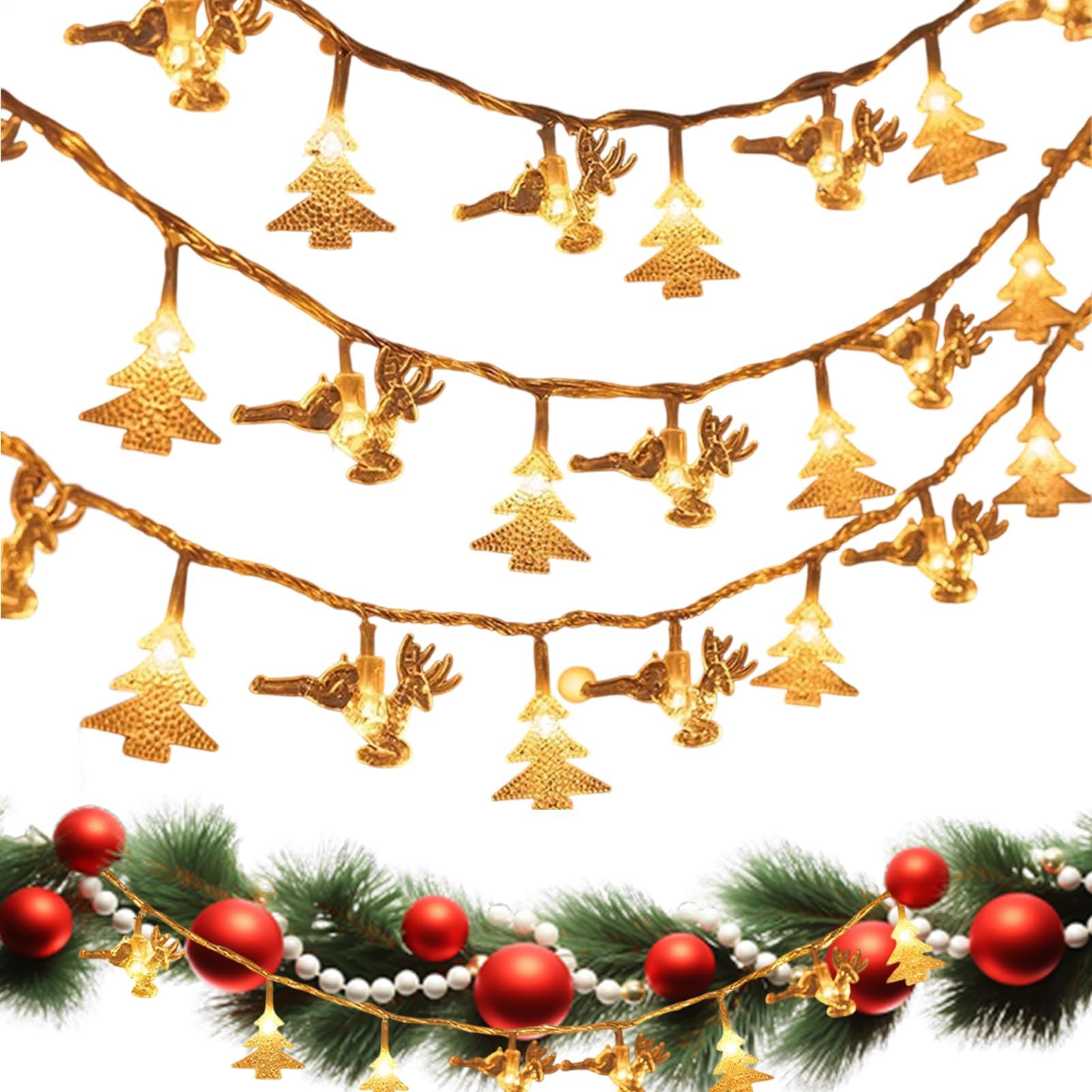 Guirlandes lumineuses de Noël pour décorer le sapin de la maison et le jardin