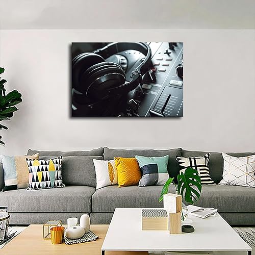 Miniatura 3 de Póster retro de discoteca con auriculares en el escenario, pintura en lienzo con impresión en lienzo para decoración de pared, dormitorio, sala de