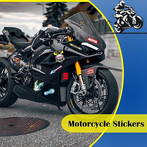 4 Pictures Motorcycle Stickers Waterproof Racing Sticker Funny MTB Stickers Car Sticker Vinyl Decal Sticker for Motorcycles Cars Helmets Skateboards Laptop Decorating