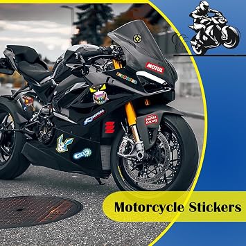 4 Pictures Motorcycle Stickers Waterproof Racing Sticker Funny MTB Stickers Car Sticker Vinyl Decal Sticker for Motorcycles Cars Helmets Skateboards Laptop Decorating